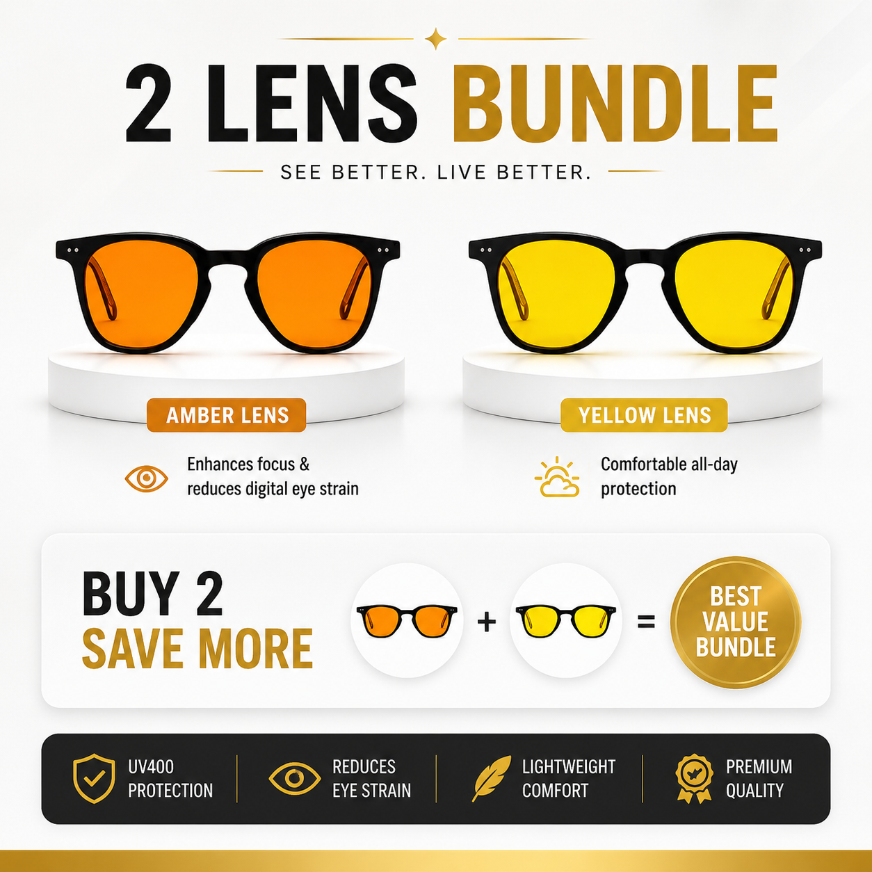 Premium Blue Light Blocking Glasses for Men & Women | UV400 Protection